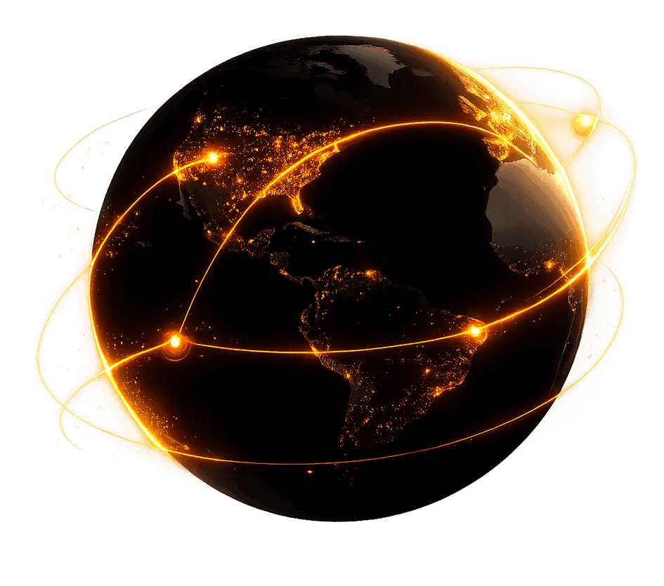 Planeta com rotas conectando países